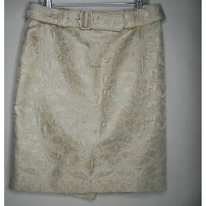 Vintage Ann Taylor Floral Brocade Damask Belted Women's Skirt 10 Christmas Dress